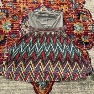 💛Vibrant Multi-Colored Strapless Dress